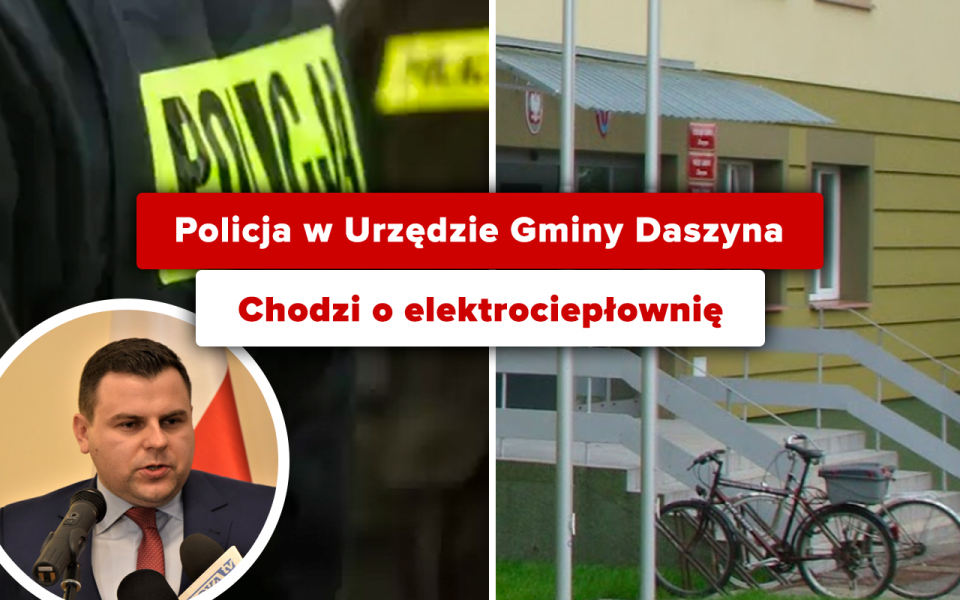 WAŻNE: Policja w Urzędzie Gminy Daszyna. Rusza dochodzenie w sprawie zaniechań Sebastiana Zaborowskiego? Funkcjonariusze z KWP w Łodzi przyjechali po dokumenty w sprawie elektrociepłowni