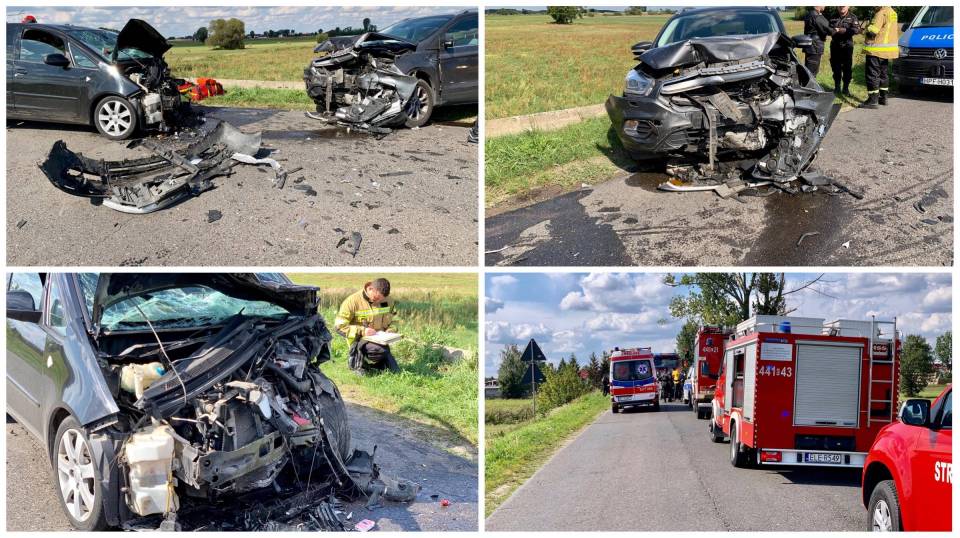 [ZDJĘCIA] Wypadek w Leźnicy Małej - czołowe zderzenie samochodów. Na miejscu wszystkie służby ratunkowe