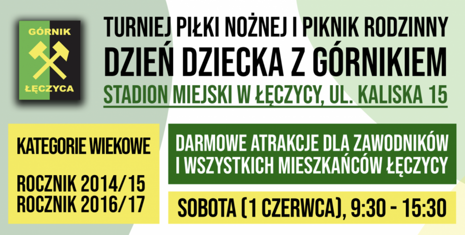 Zbliża się Dzień Dziecka z Górnikiem 1956 Łęczyca. Przed nami turniej i piknik rodzinny